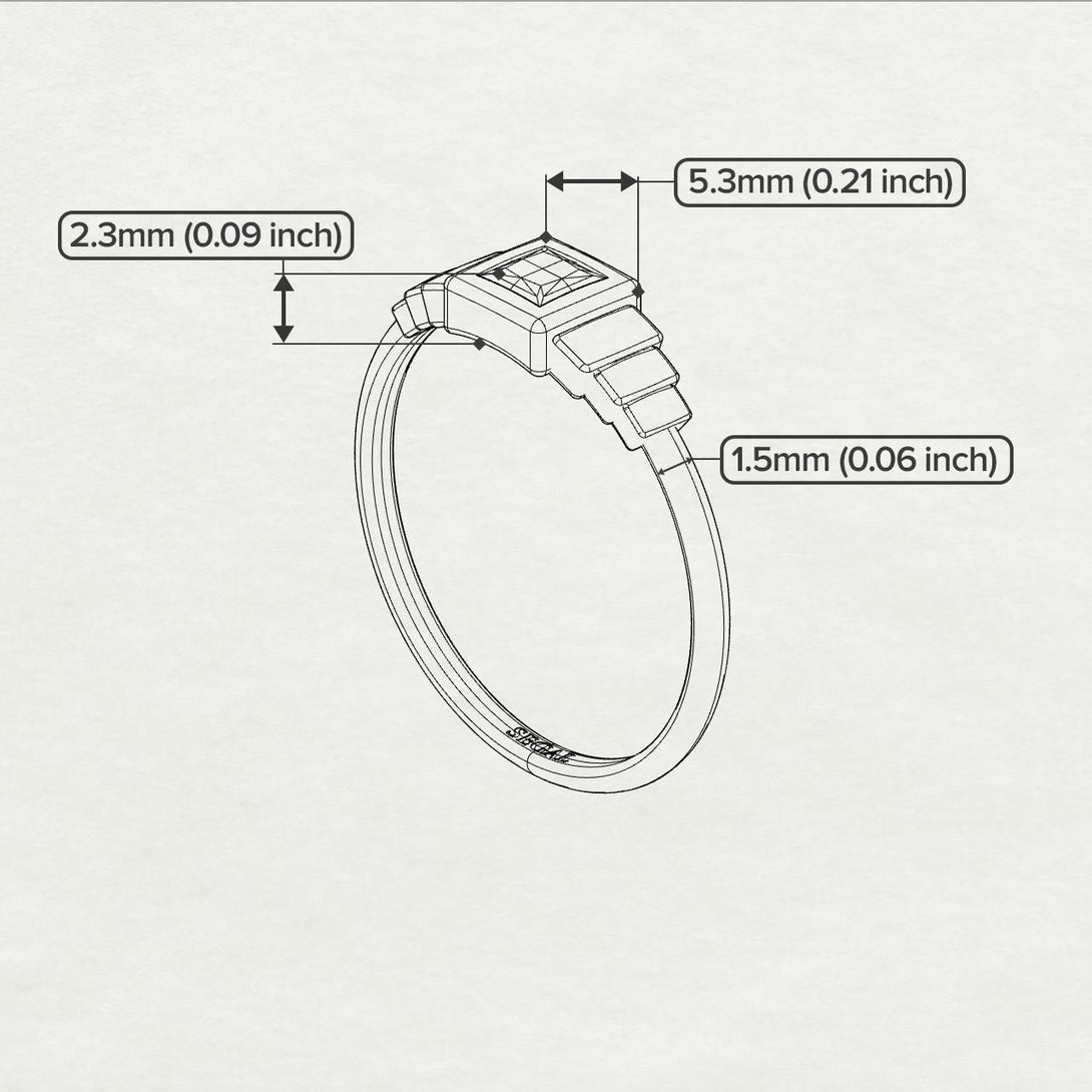 Two Tones Geometric Princess Cut Diamond Ring - Everleigh No. 18